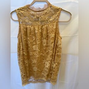 Coco + Jaimeson Lace Blouse M Nude Boho Romantic Eyelash Trim